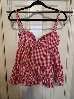 Cider Gingham Babydoll Tank